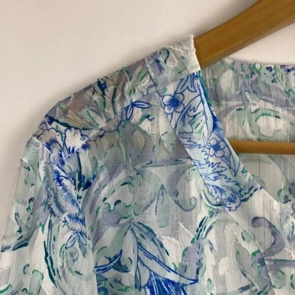 Chicos Poppy Valley Burnout Pullover  Blouse Tunic Top Size 2 / Large - Picture 2 of 5